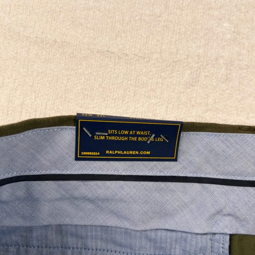 Polo Ralph Lauren Chinos Mens 32x32 Olive Green Stretch Slim Fit Twill Pants